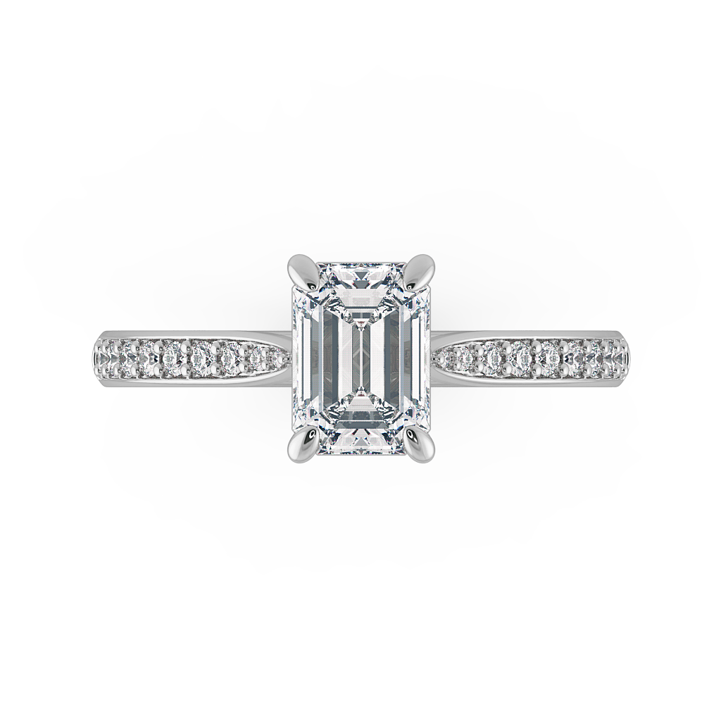 Emerald Shoulder Diamond  Engagement Rings