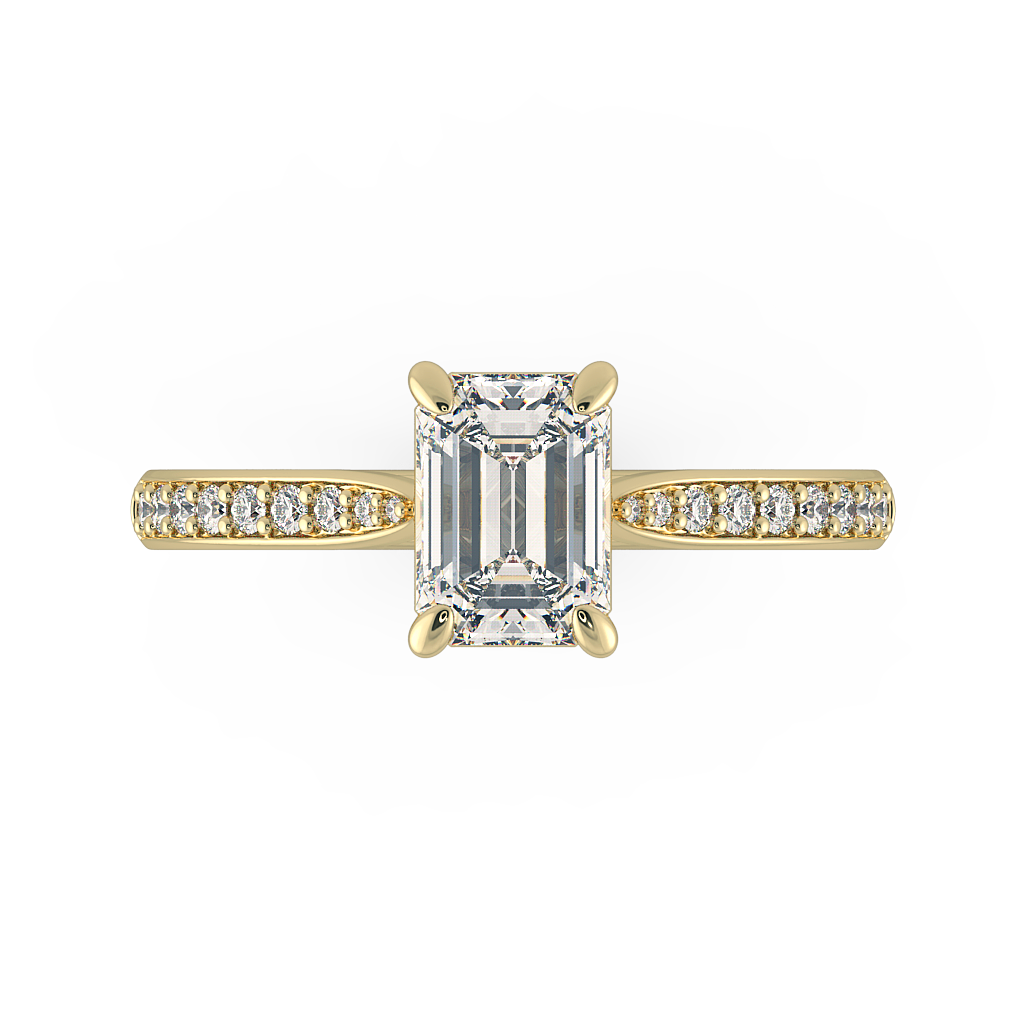 Emerald Shoulder Diamond  Engagement Rings