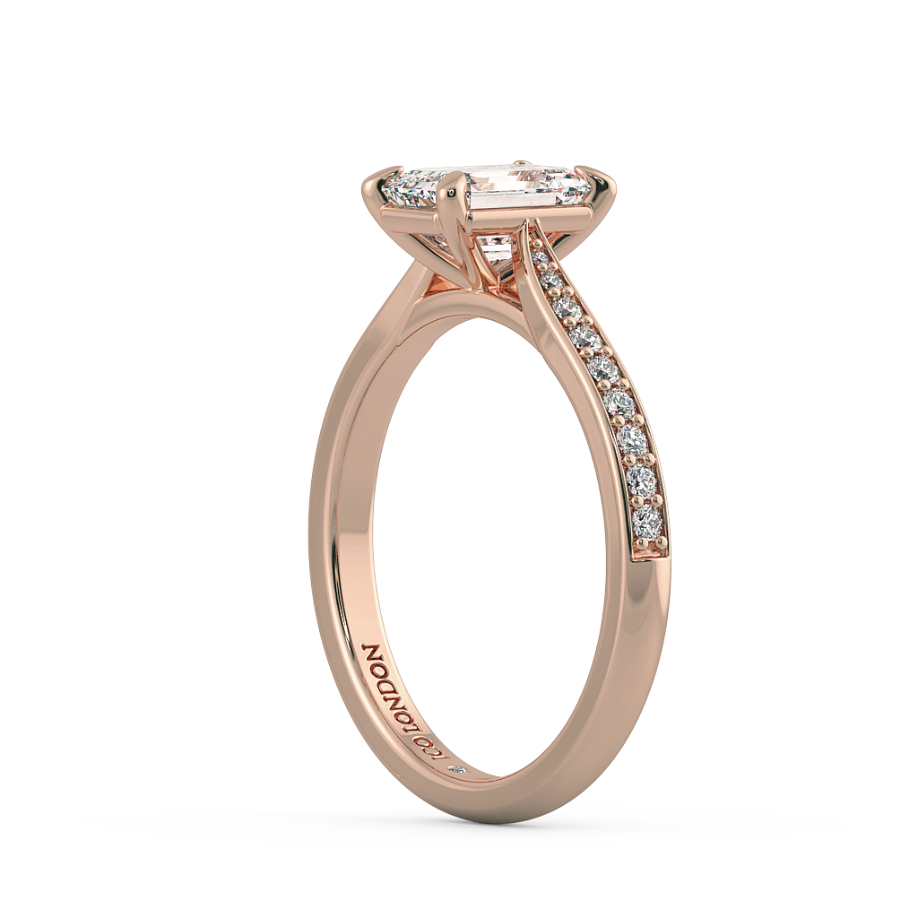 Emerald Shoulder Diamond  Engagement Rings