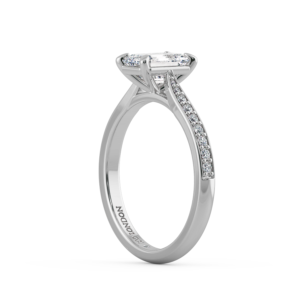 Emerald Shoulder Diamond  Engagement Rings