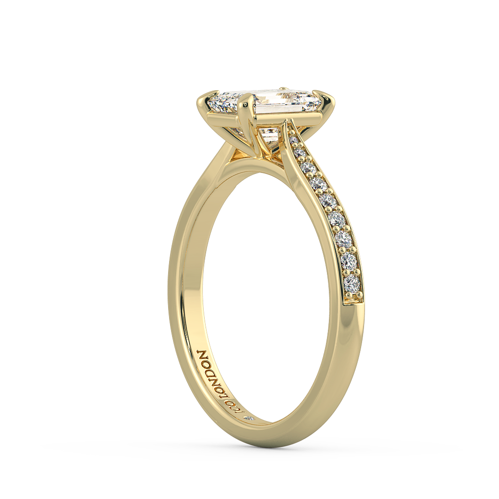 Emerald Shoulder Diamond  Engagement Rings
