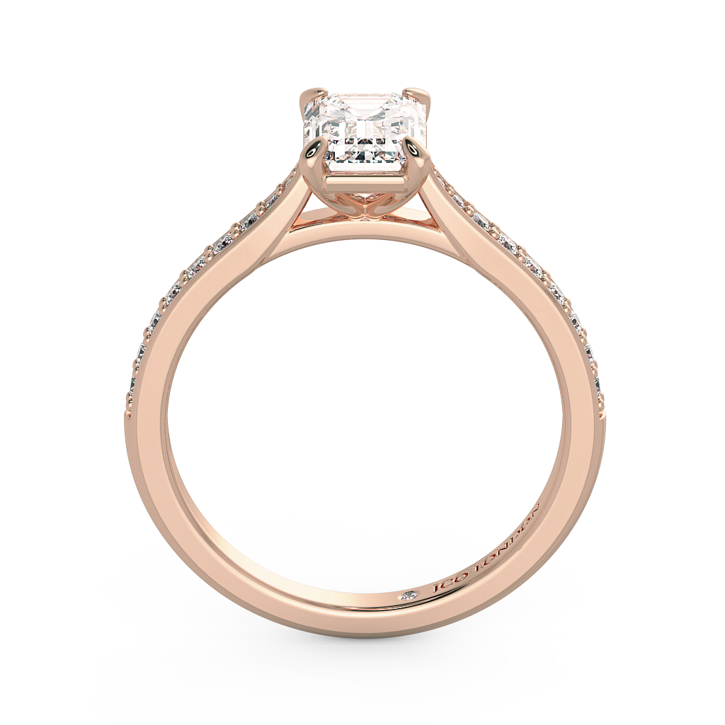 Emerald Shoulder Diamond  Engagement Rings