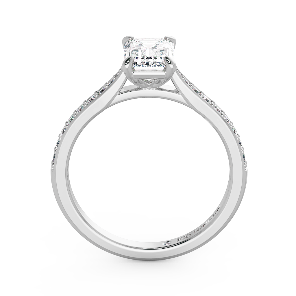 Emerald Shoulder Diamond  Engagement Rings