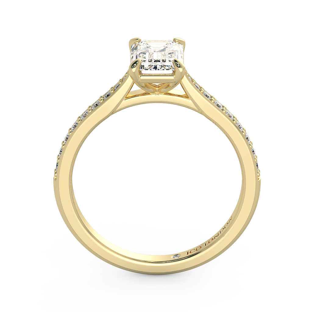 Emerald Shoulder Diamond  Engagement Rings