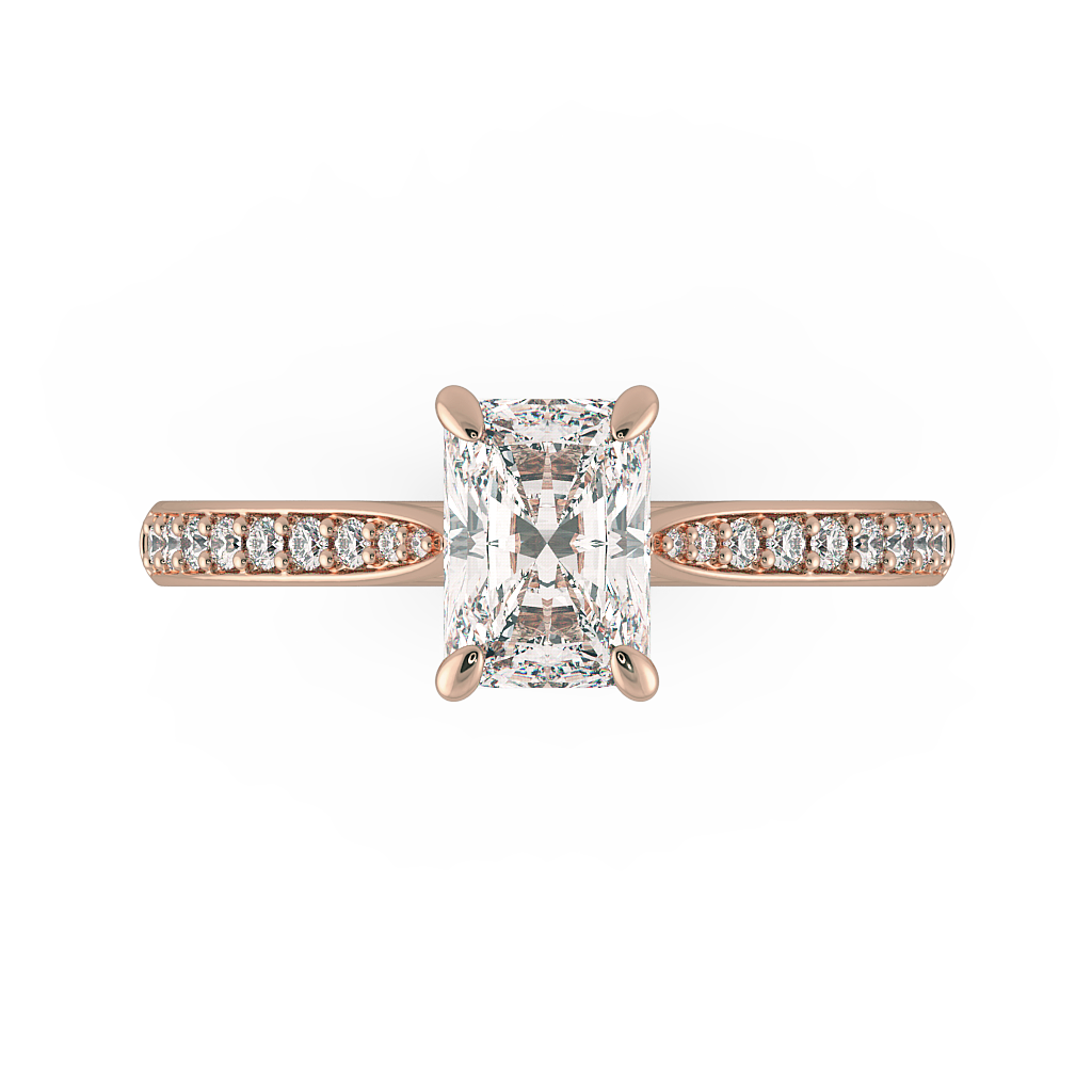 Radiant Shoulder Diamond  Engagement Rings