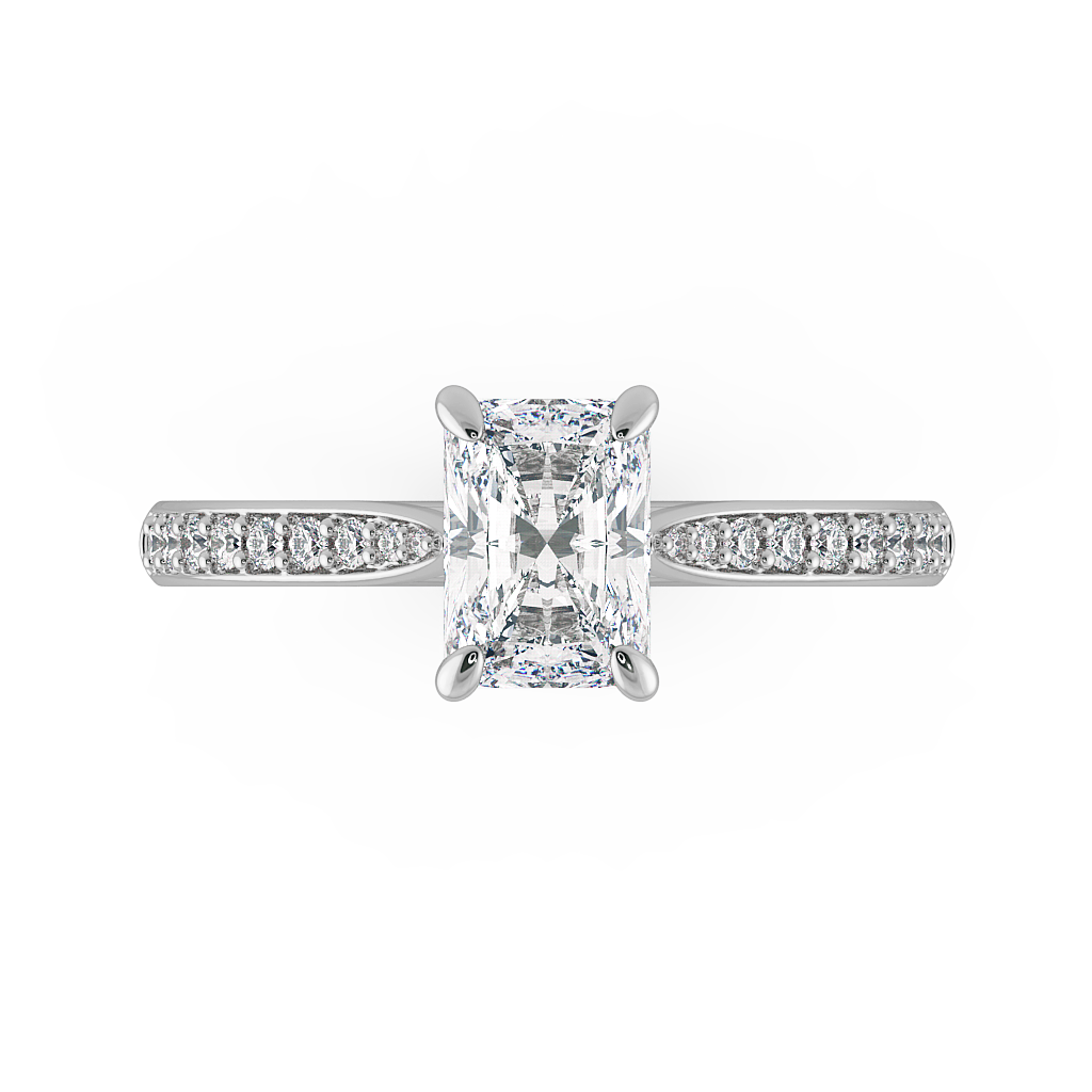 Radiant Shoulder Diamond  Engagement Rings