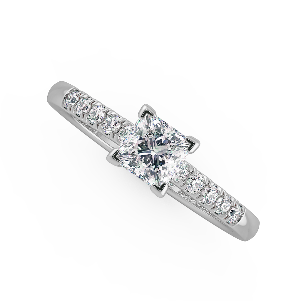 Princess Shoulder Diamond  Engagement Rings