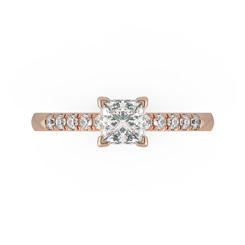 Princess Shoulder Diamond  Engagement Rings