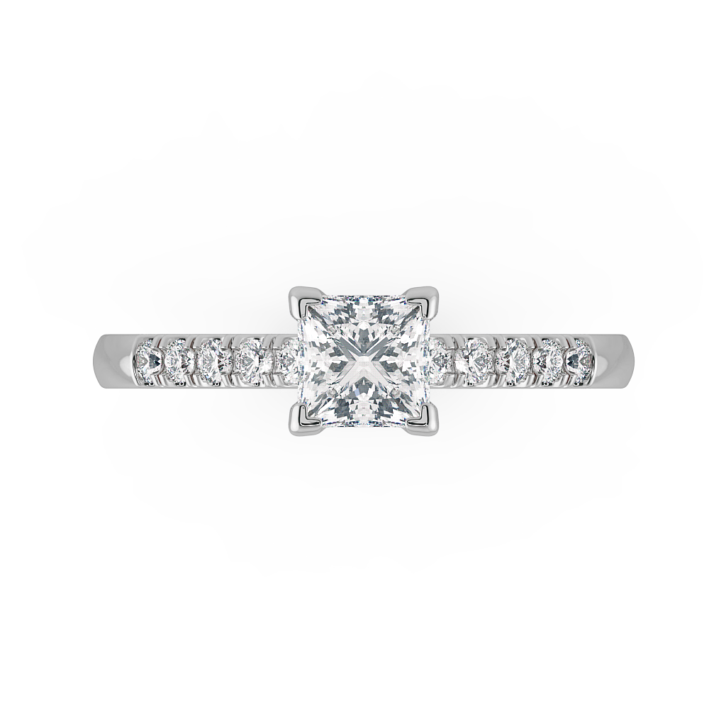Princess Shoulder Diamond  Engagement Rings