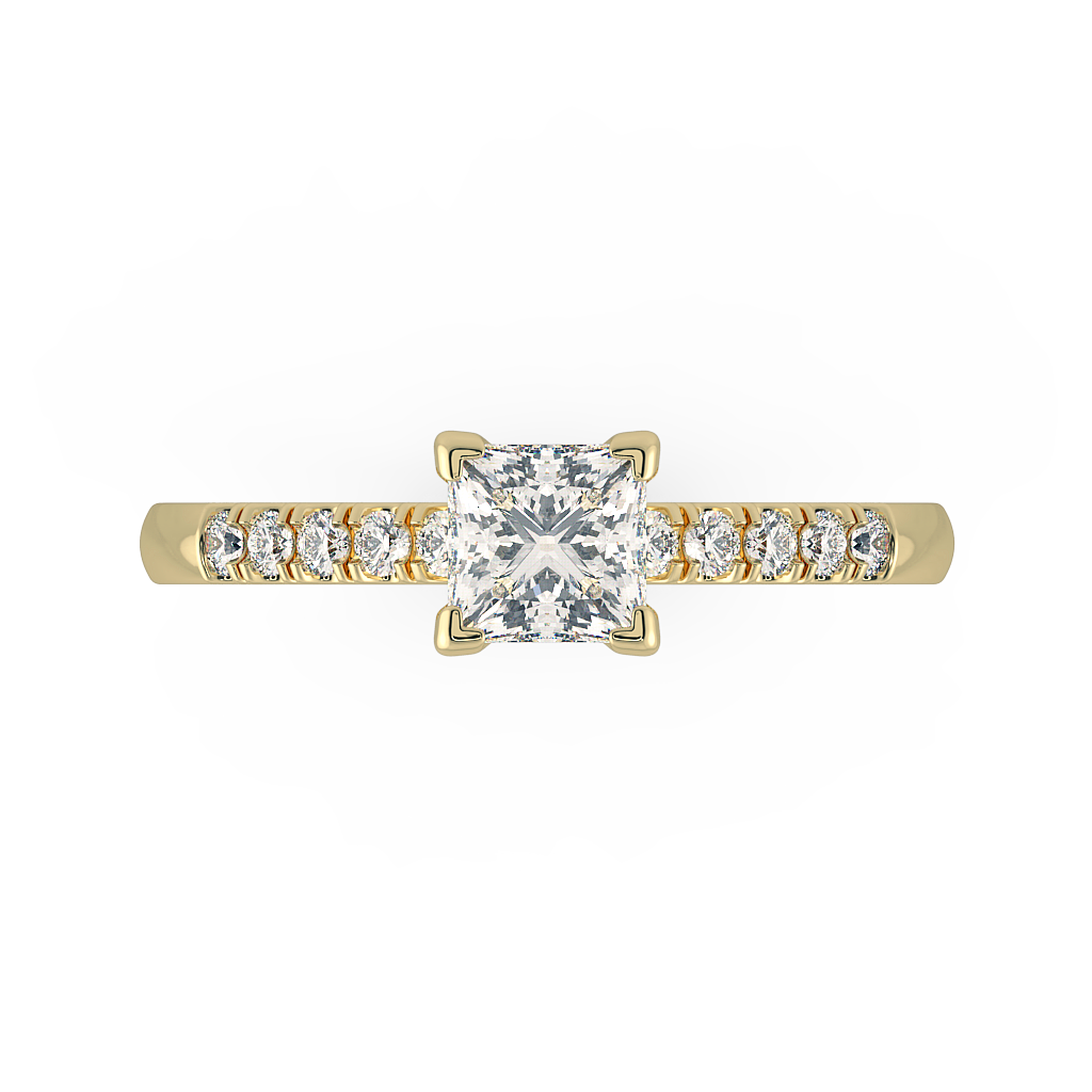 Princess Shoulder Diamond  Engagement Rings