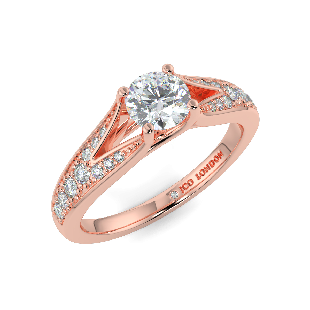 Round Shoulder Diamond  Engagement Rings