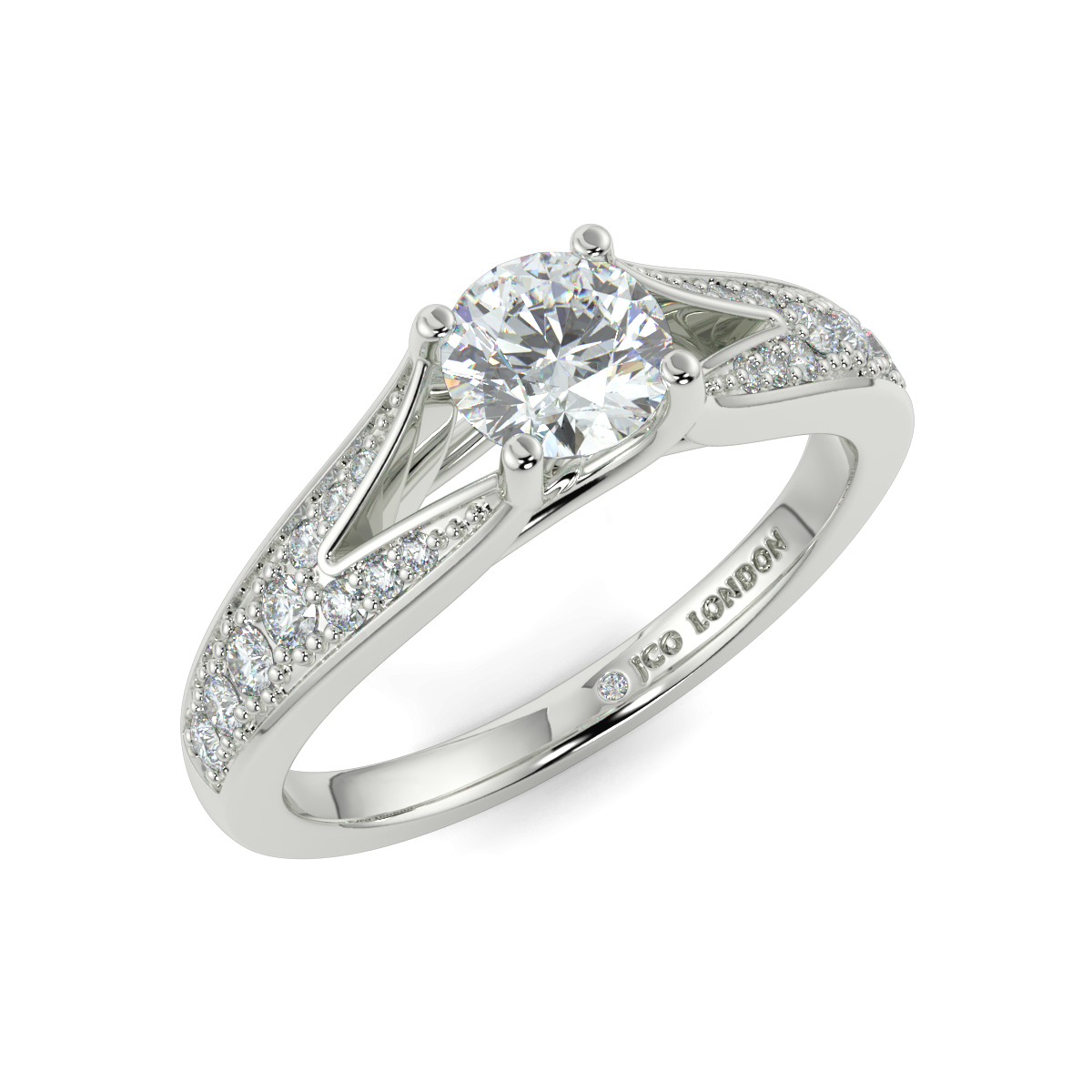 Round Shoulder Diamond  Engagement Rings