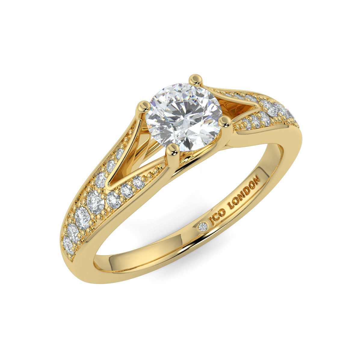 Round Shoulder Diamond  Engagement Rings