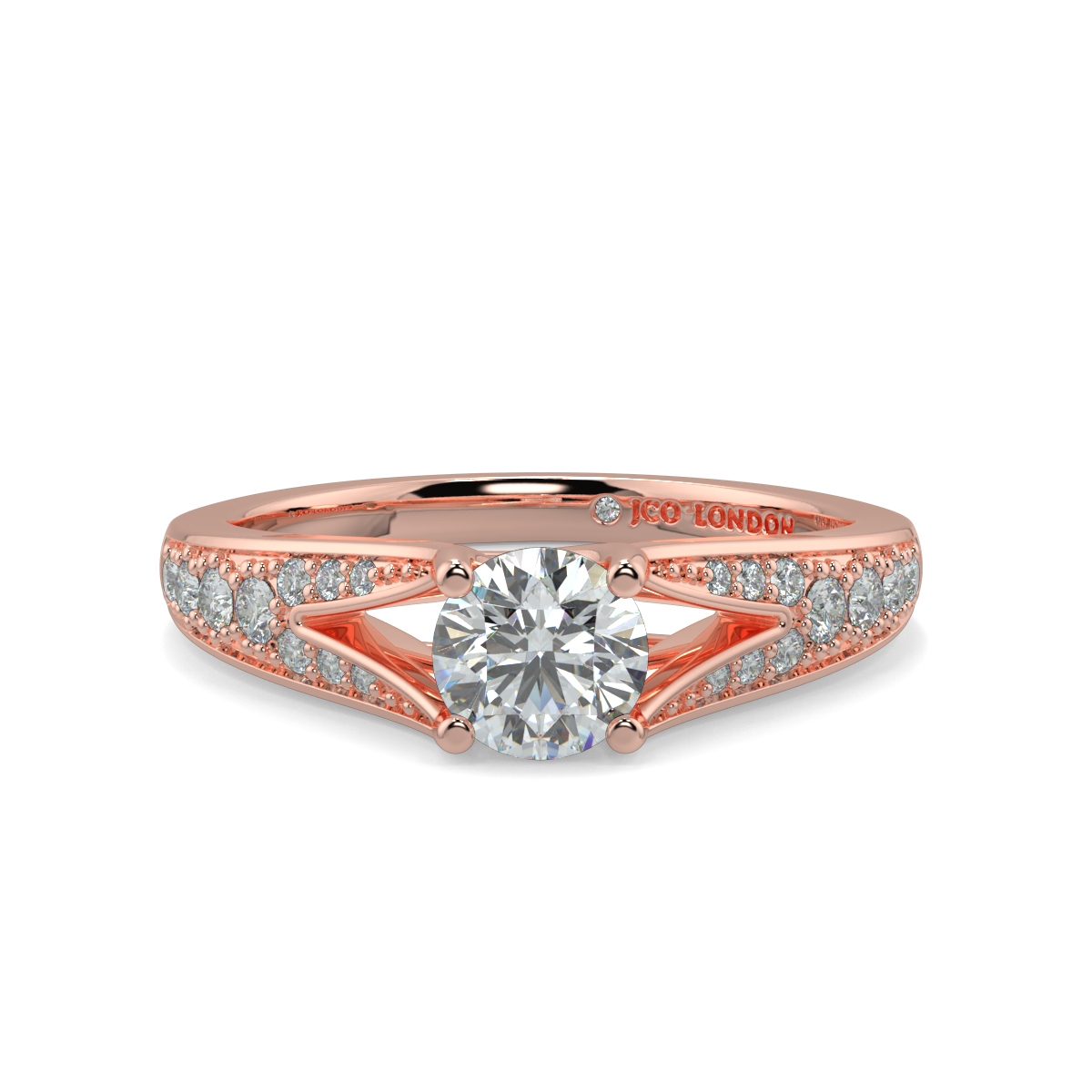 Round Shoulder Diamond  Engagement Rings