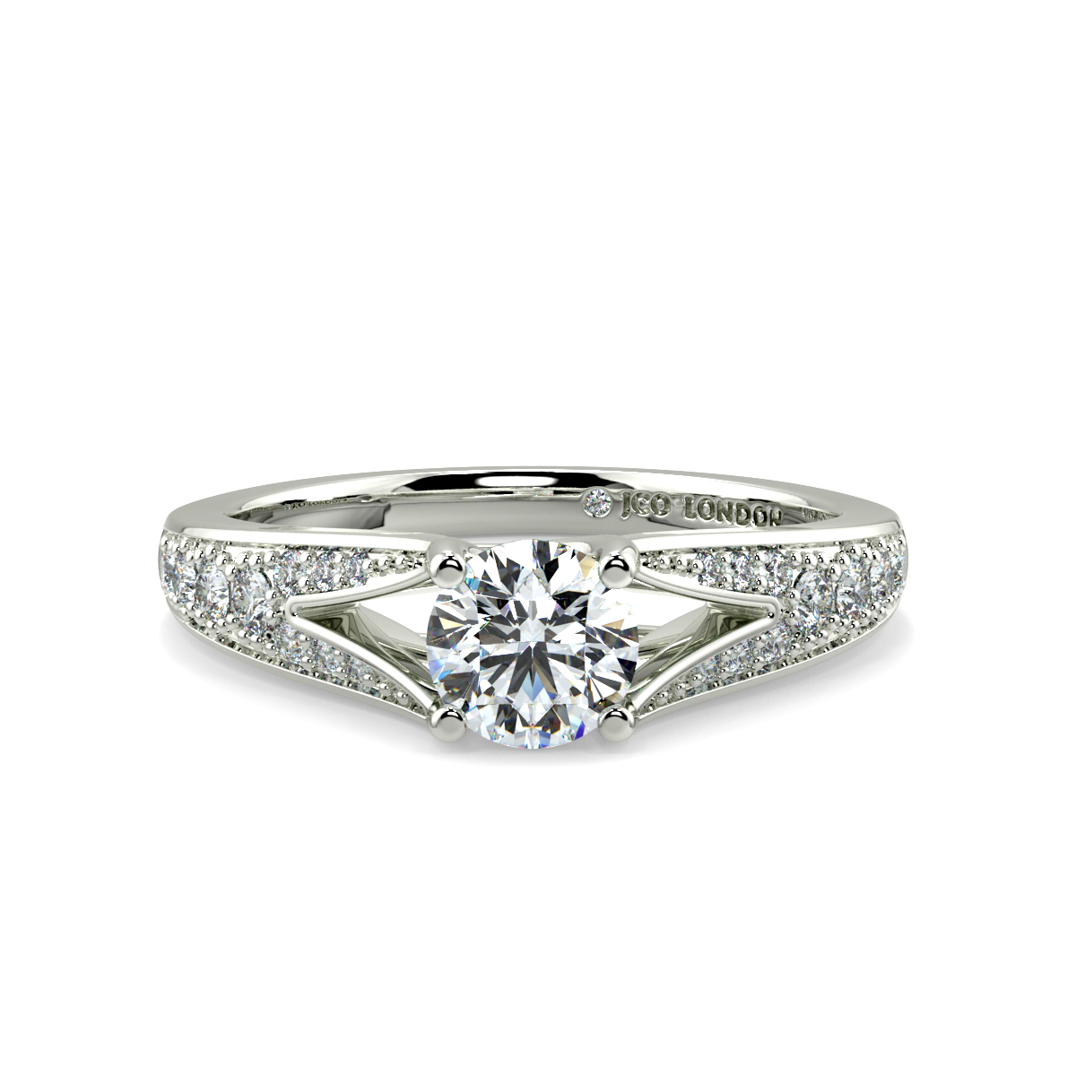 Round Shoulder Diamond  Engagement Rings