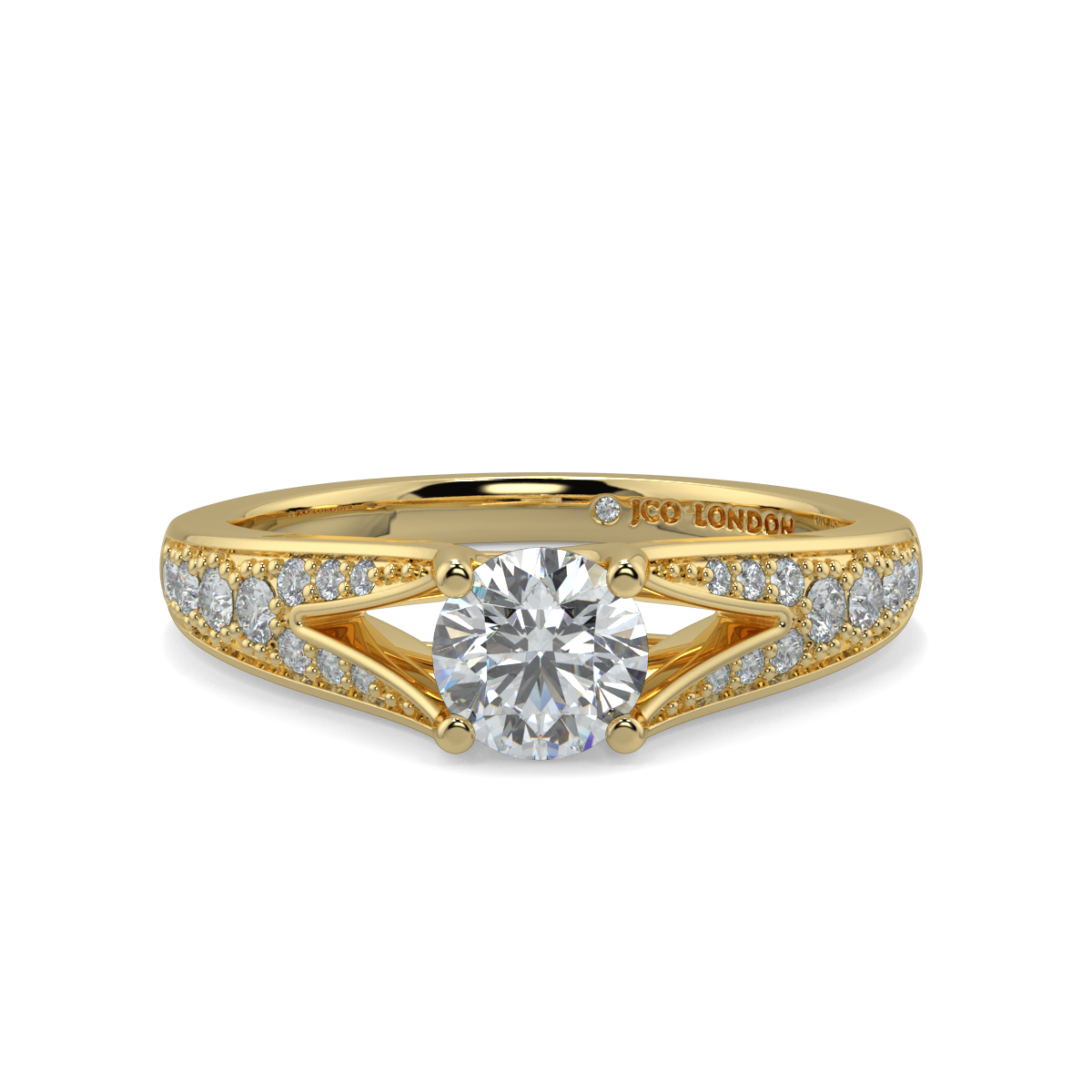 Round Shoulder Diamond  Engagement Rings