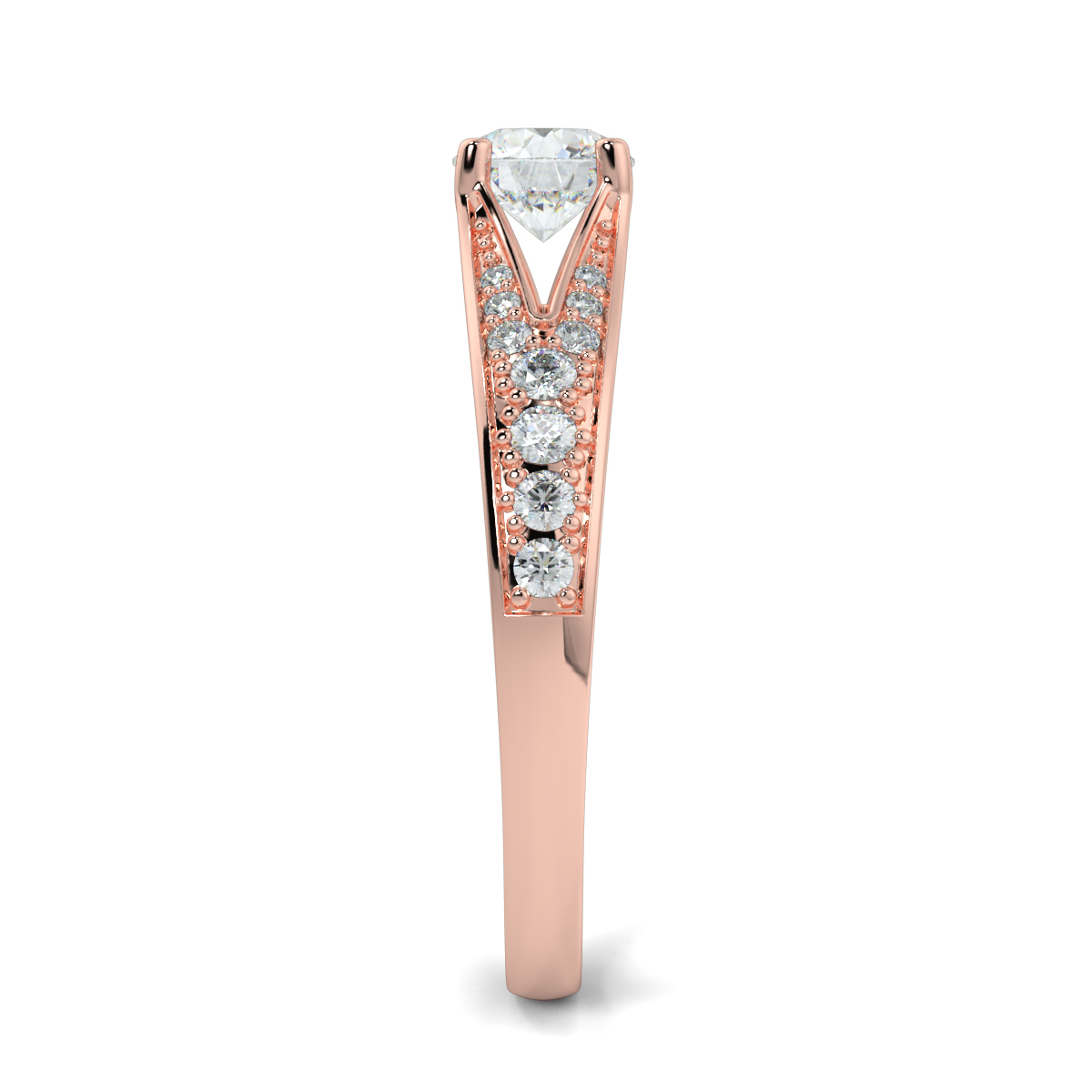Round Shoulder Diamond  Engagement Rings