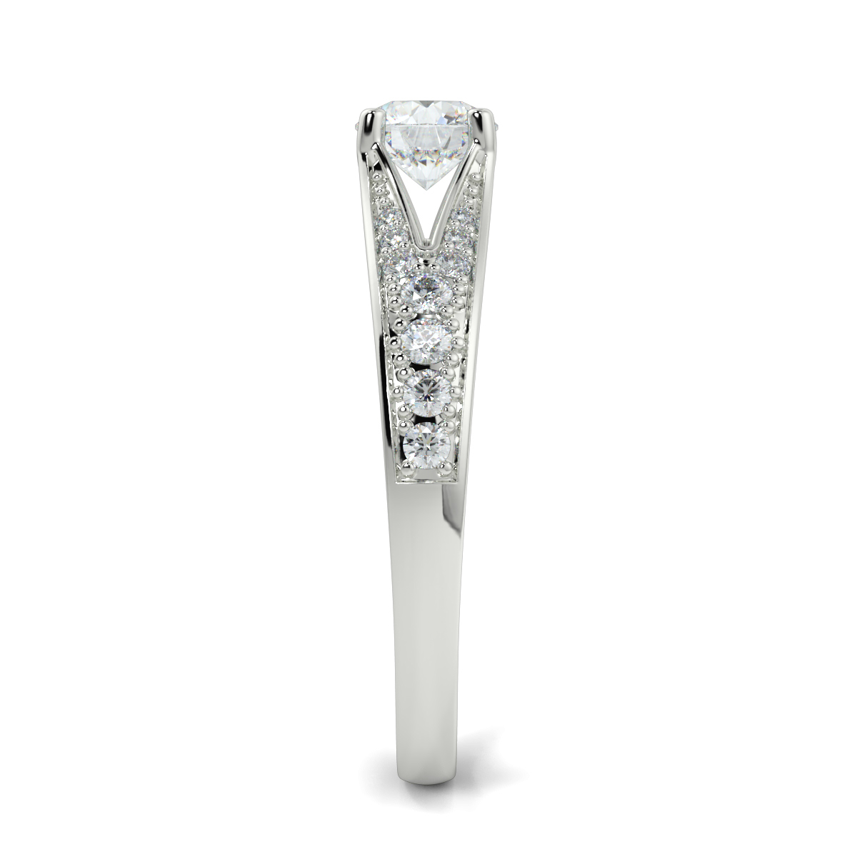 Round Shoulder Diamond  Engagement Rings
