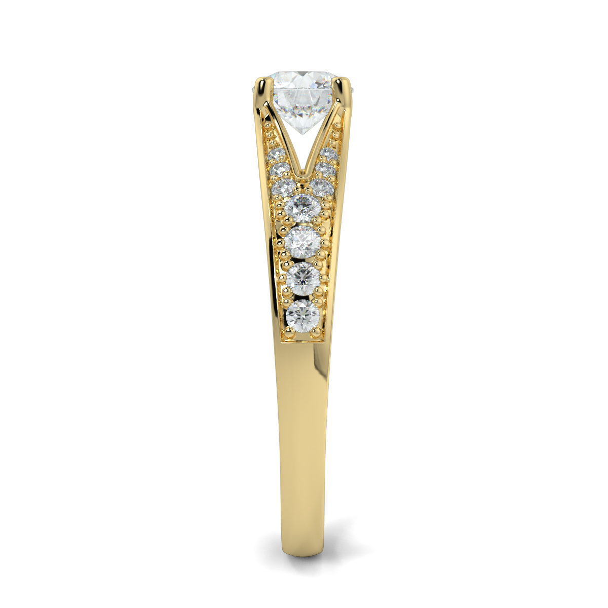 Round Shoulder Diamond  Engagement Rings