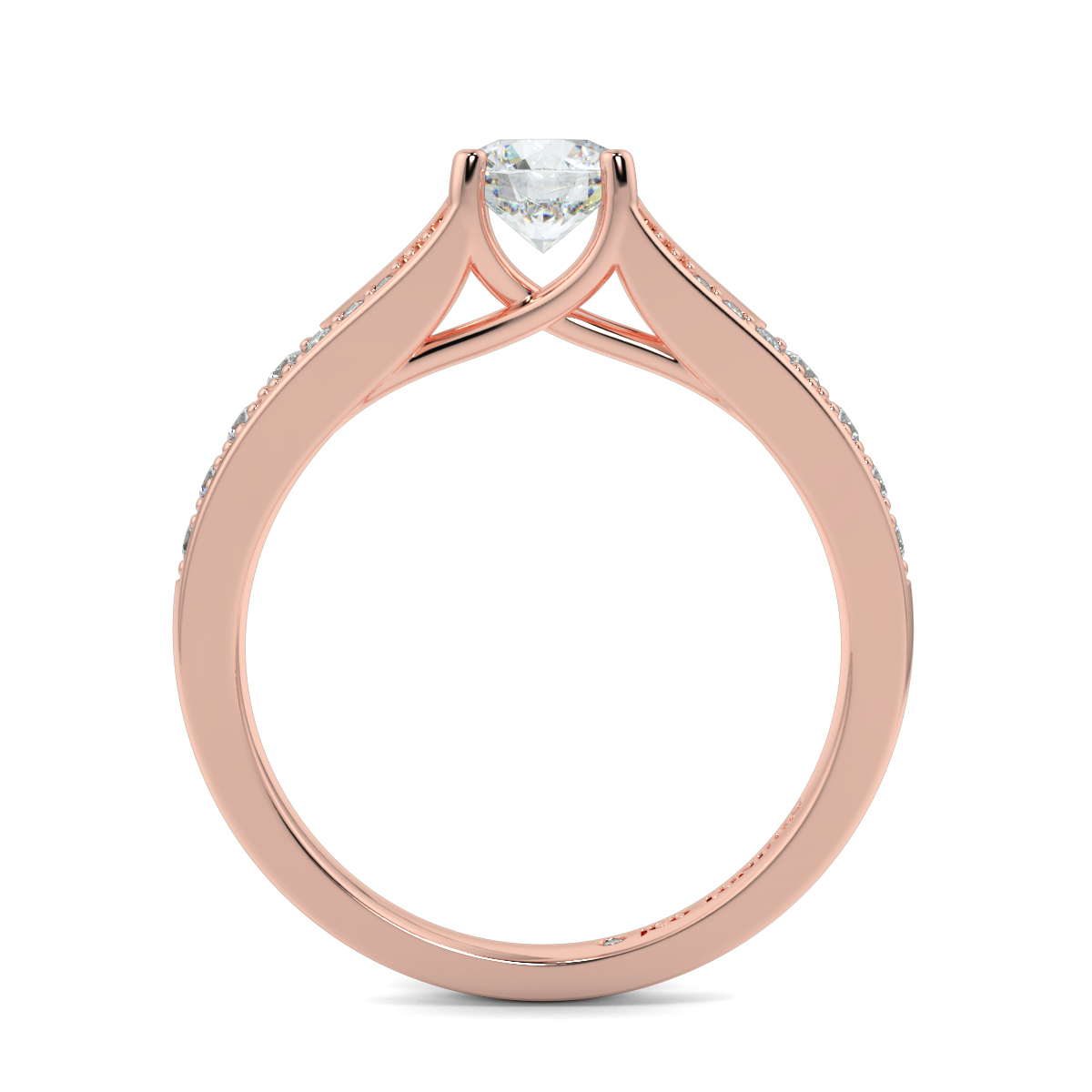 Round Shoulder Diamond  Engagement Rings