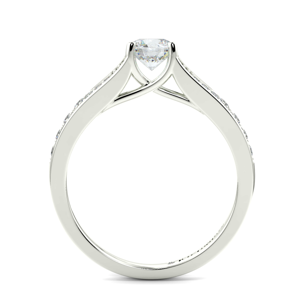 Round Shoulder Diamond  Engagement Rings