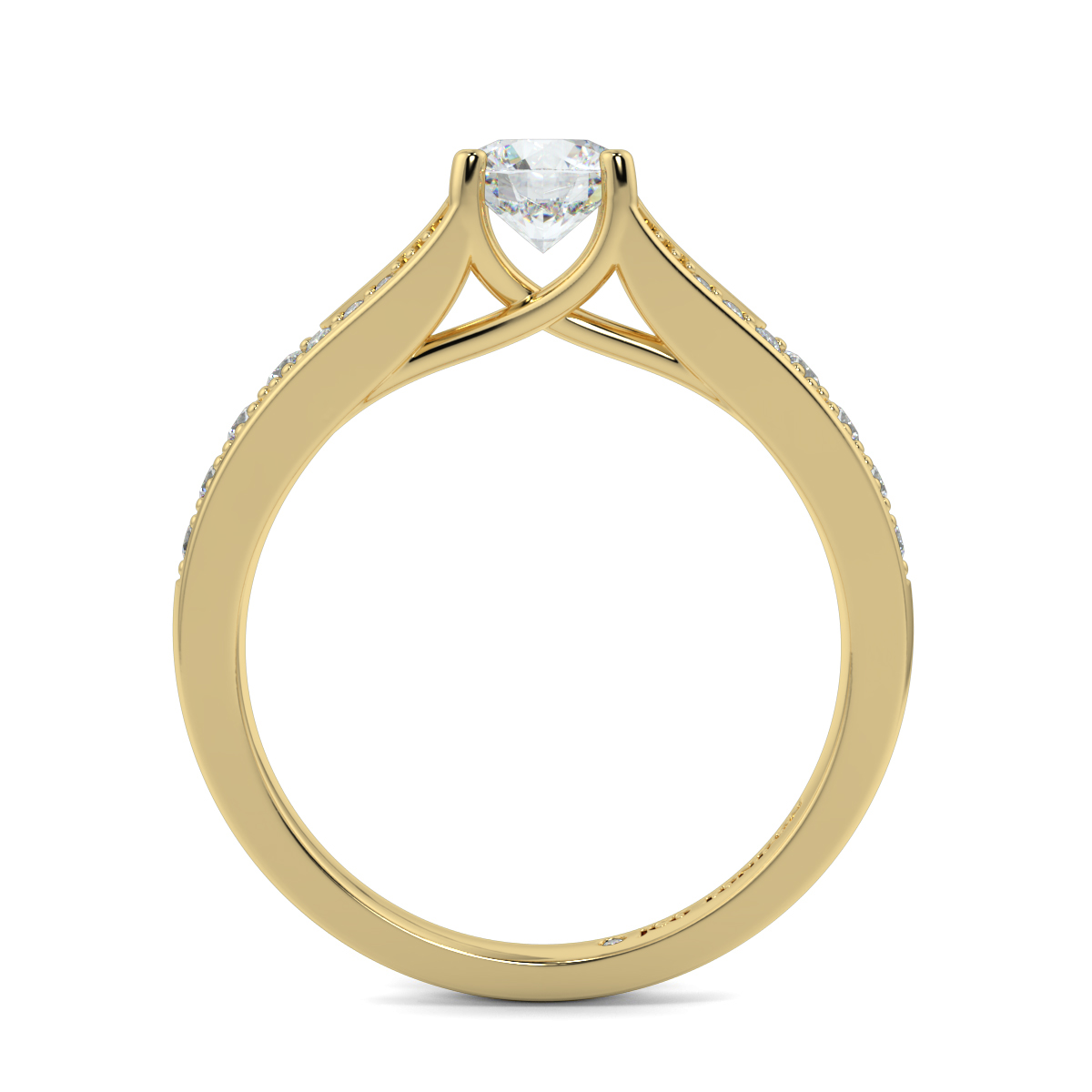 Round Shoulder Diamond  Engagement Rings