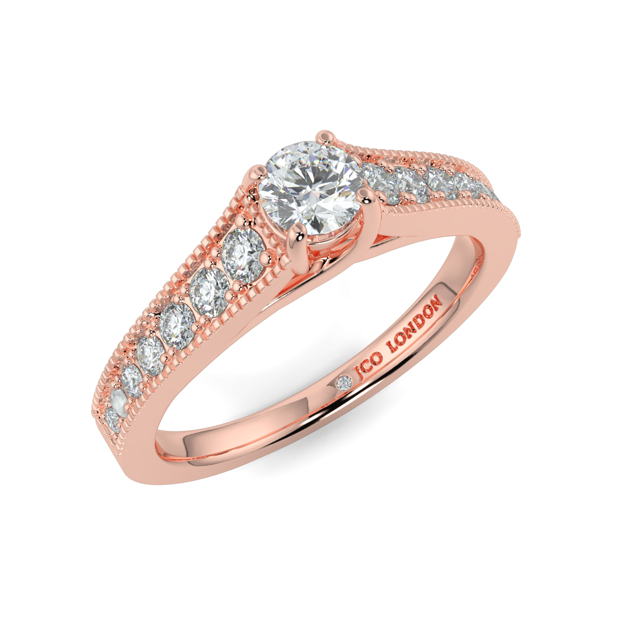 Round Shoulder Diamond  Engagement Rings