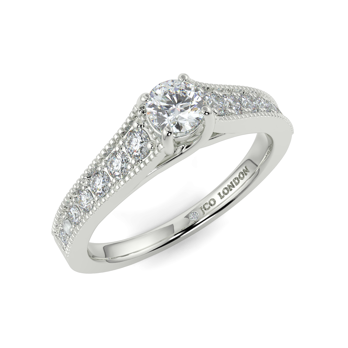 Round Shoulder Diamond  Engagement Rings