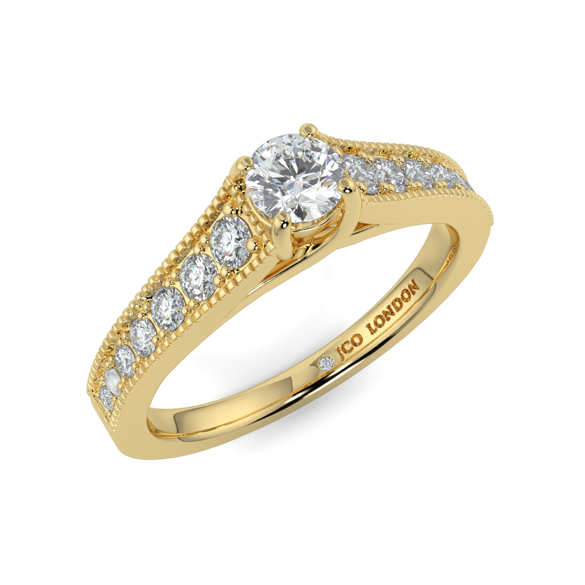 Round Shoulder Diamond  Engagement Rings