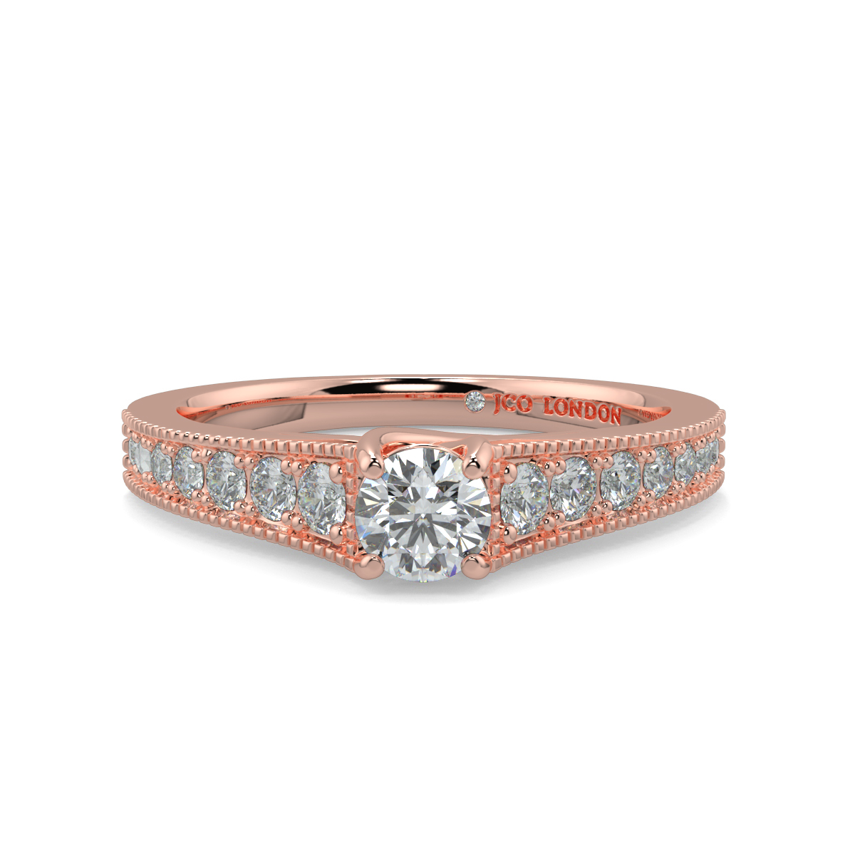 Round Shoulder Diamond  Engagement Rings