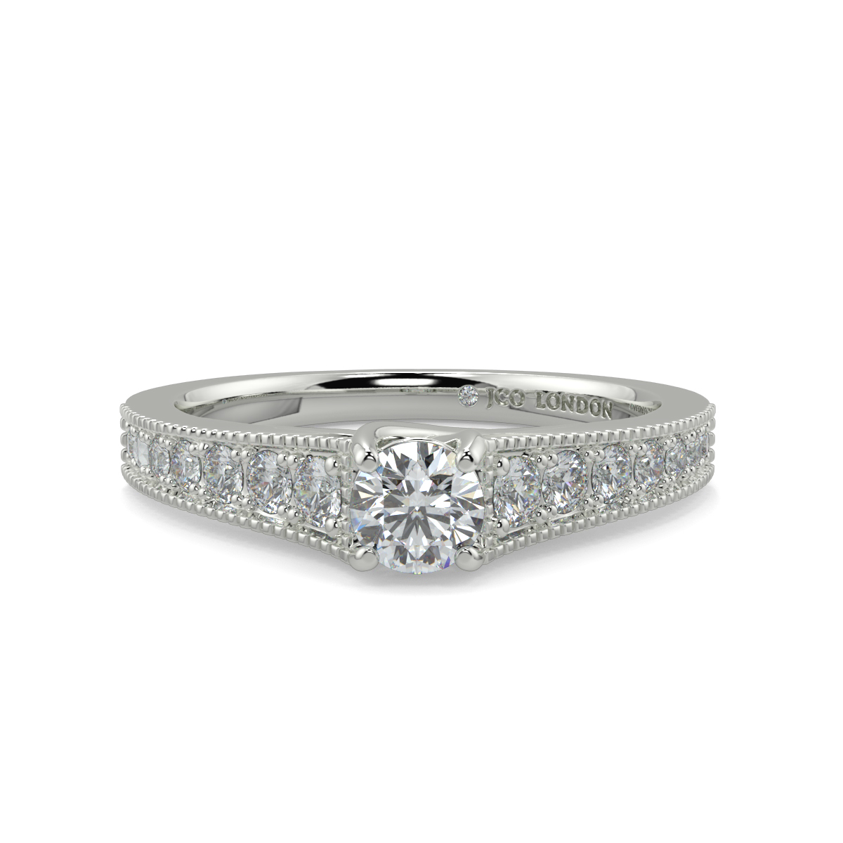 Round Shoulder Diamond  Engagement Rings