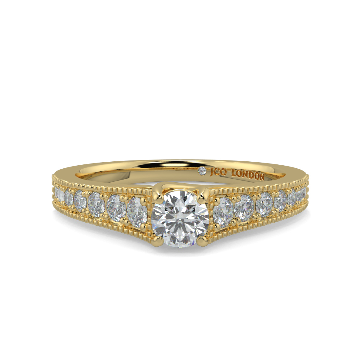 Round Shoulder Diamond  Engagement Rings