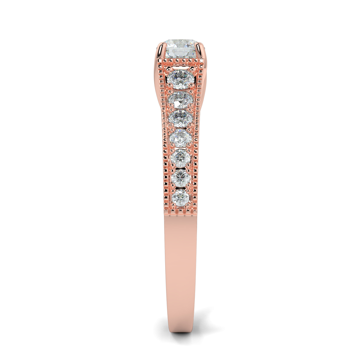 Round Shoulder Diamond  Engagement Rings