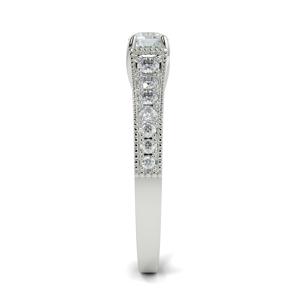 Round Shoulder Diamond  Engagement Rings