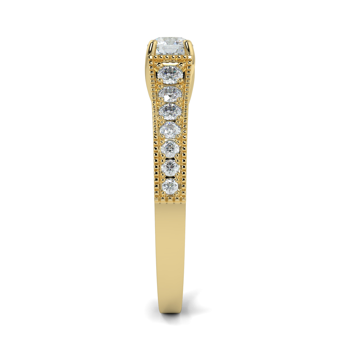 Round Shoulder Diamond  Engagement Rings