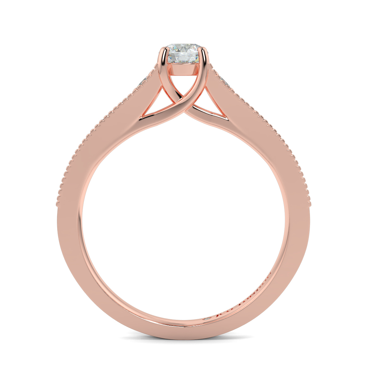 Round Shoulder Diamond  Engagement Rings