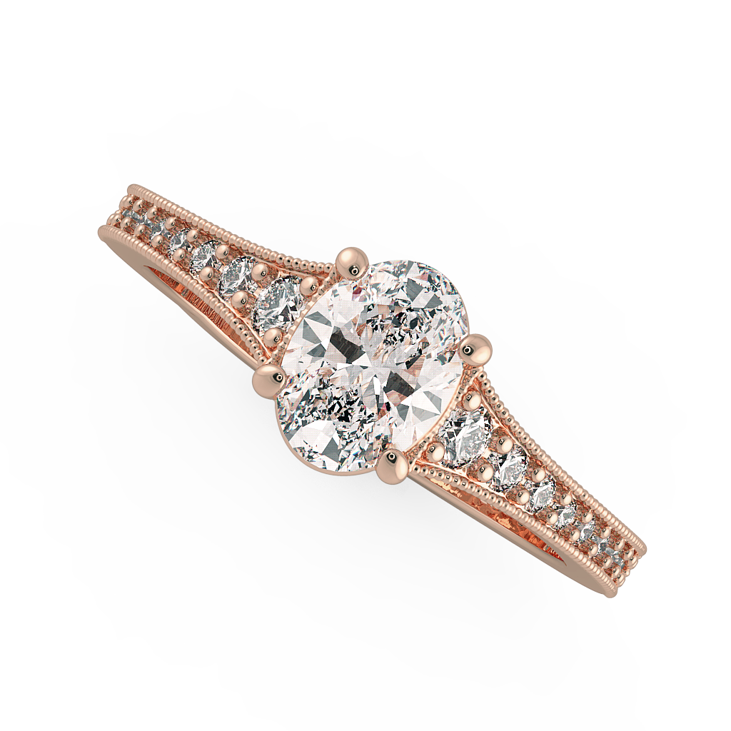 Oval Shoulder Diamond  Engagement Rings