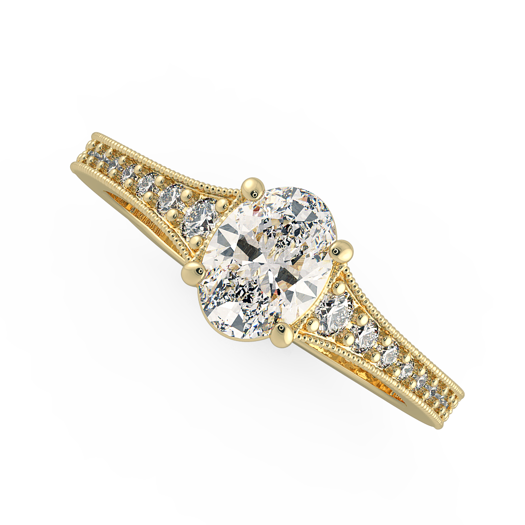 Oval Shoulder Diamond  Engagement Rings