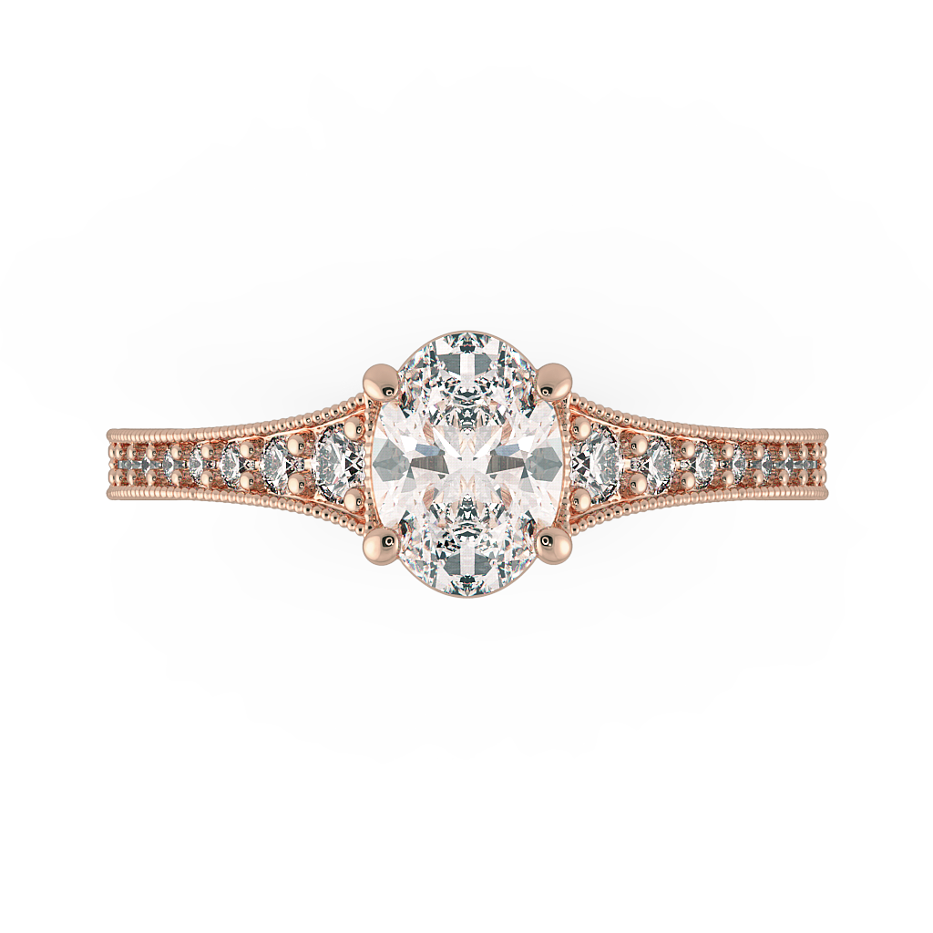Oval Shoulder Diamond  Engagement Rings