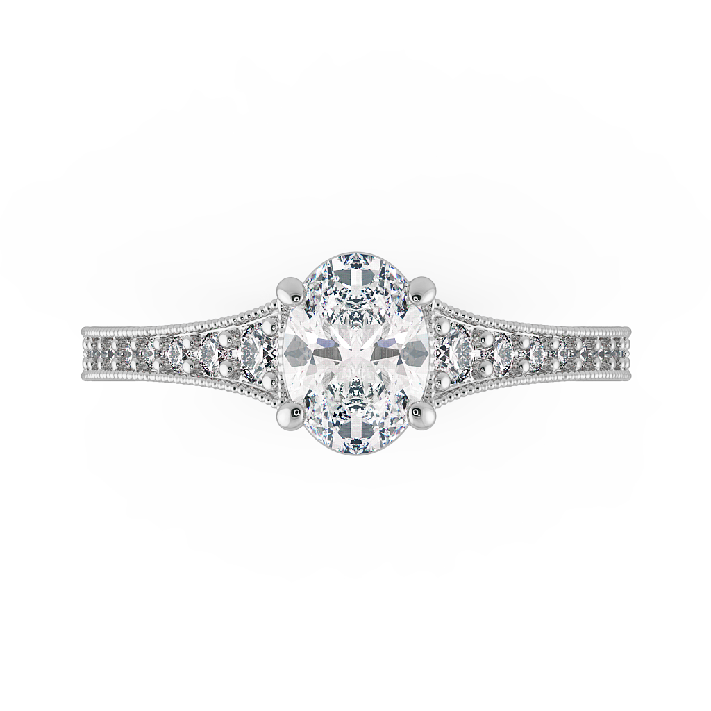 Oval Shoulder Diamond  Engagement Rings