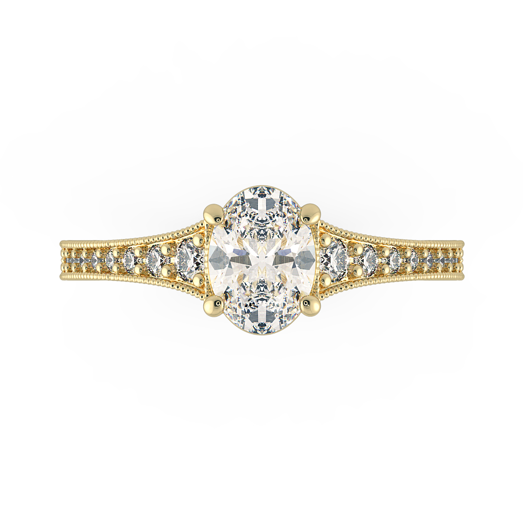 Oval Shoulder Diamond  Engagement Rings