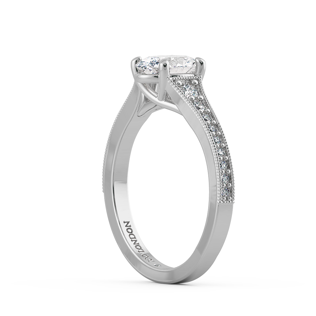 Oval Shoulder Diamond  Engagement Rings