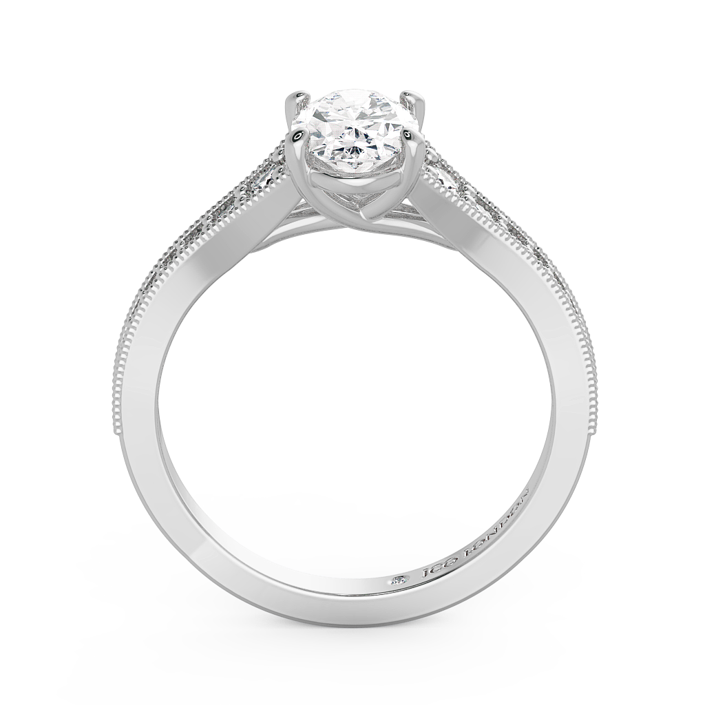 Oval Shoulder Diamond  Engagement Rings