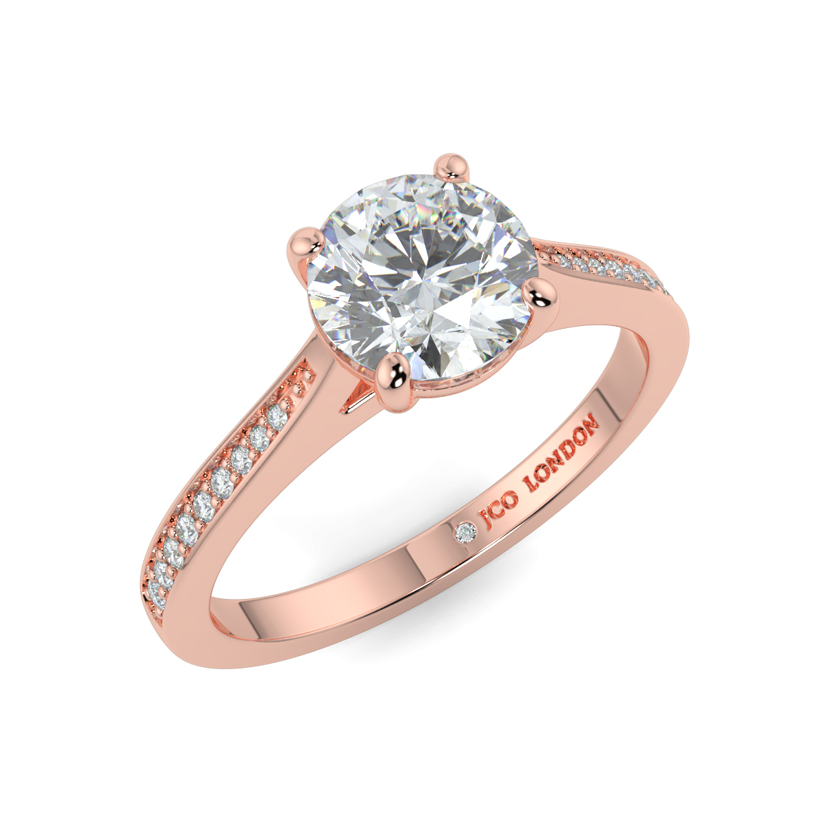 Round Shoulder Diamond  Engagement Rings