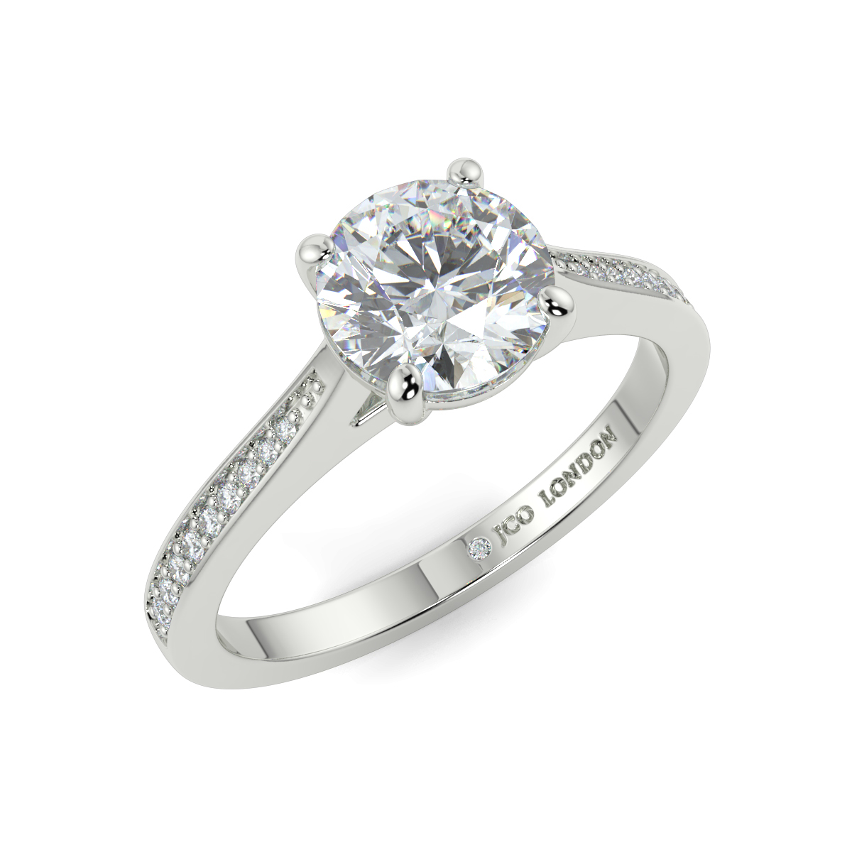Round Shoulder Diamond  Engagement Rings