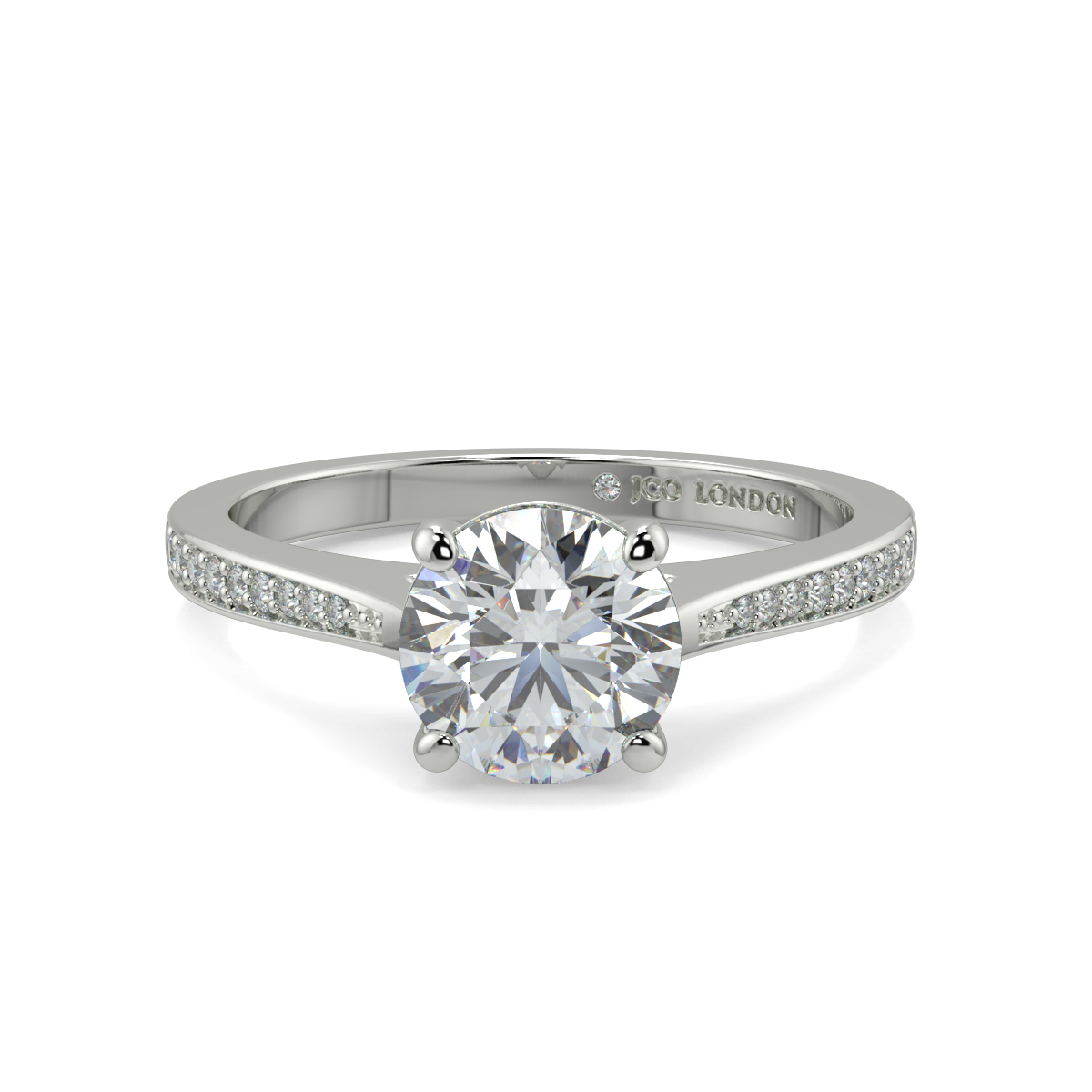 Round Shoulder Diamond  Engagement Rings