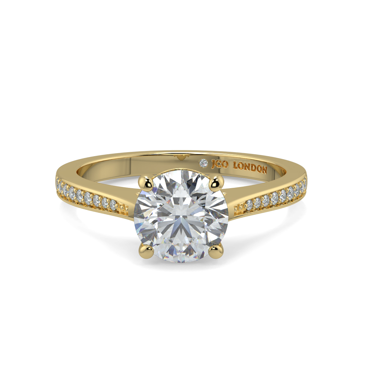 Round Shoulder Diamond  Engagement Rings
