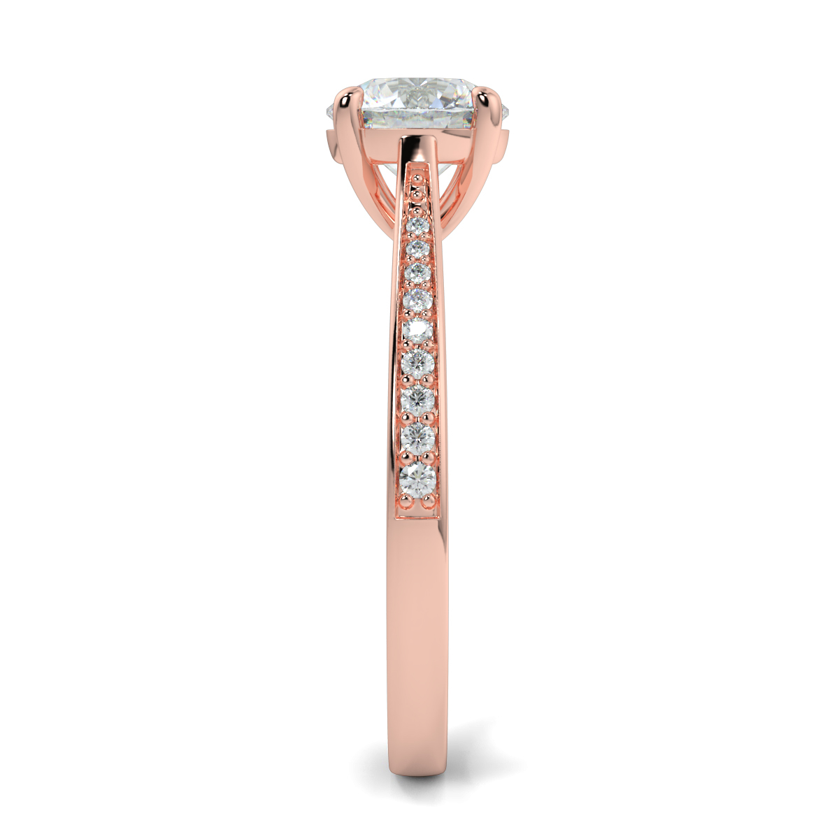 Round Shoulder Diamond  Engagement Rings