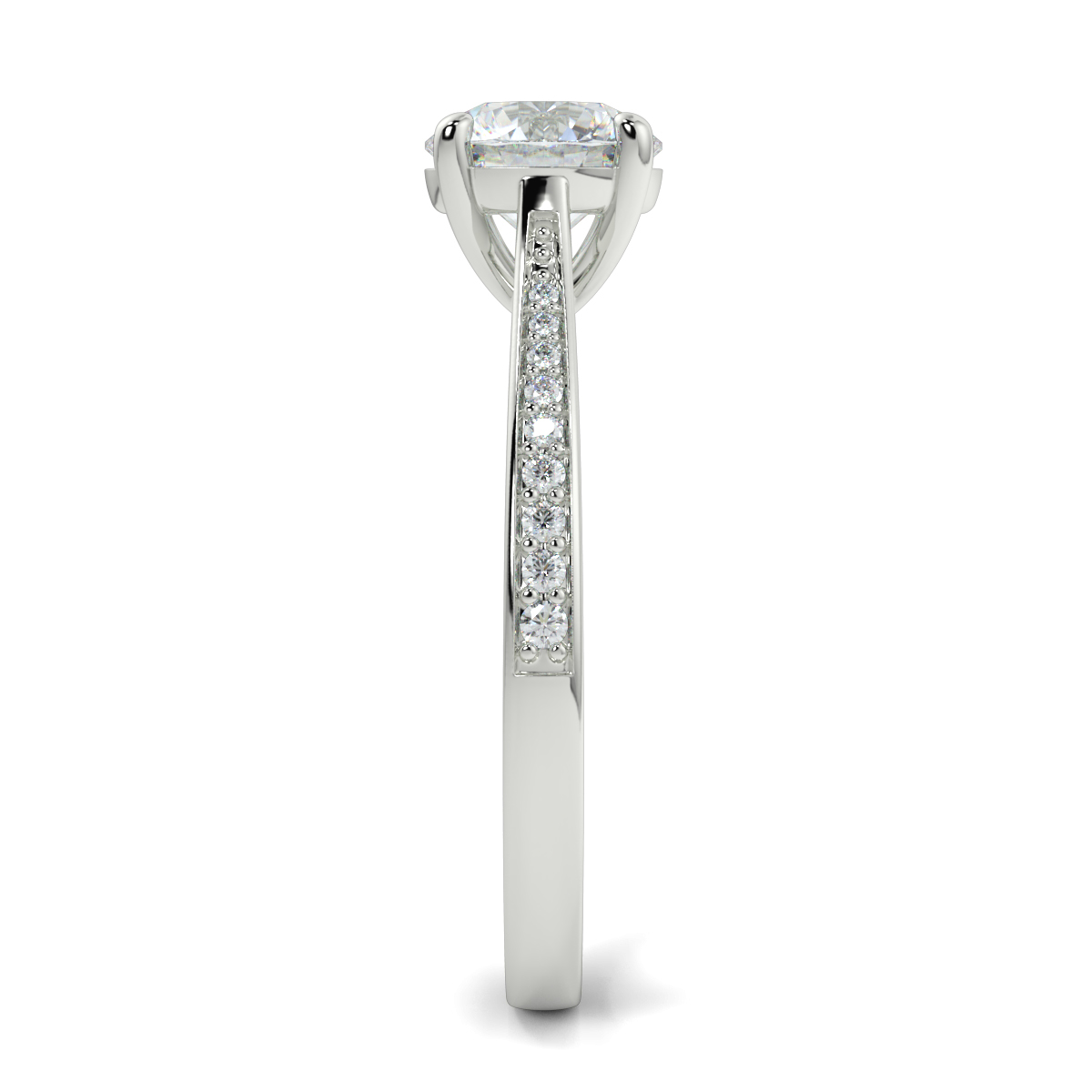 Round Shoulder Diamond  Engagement Rings