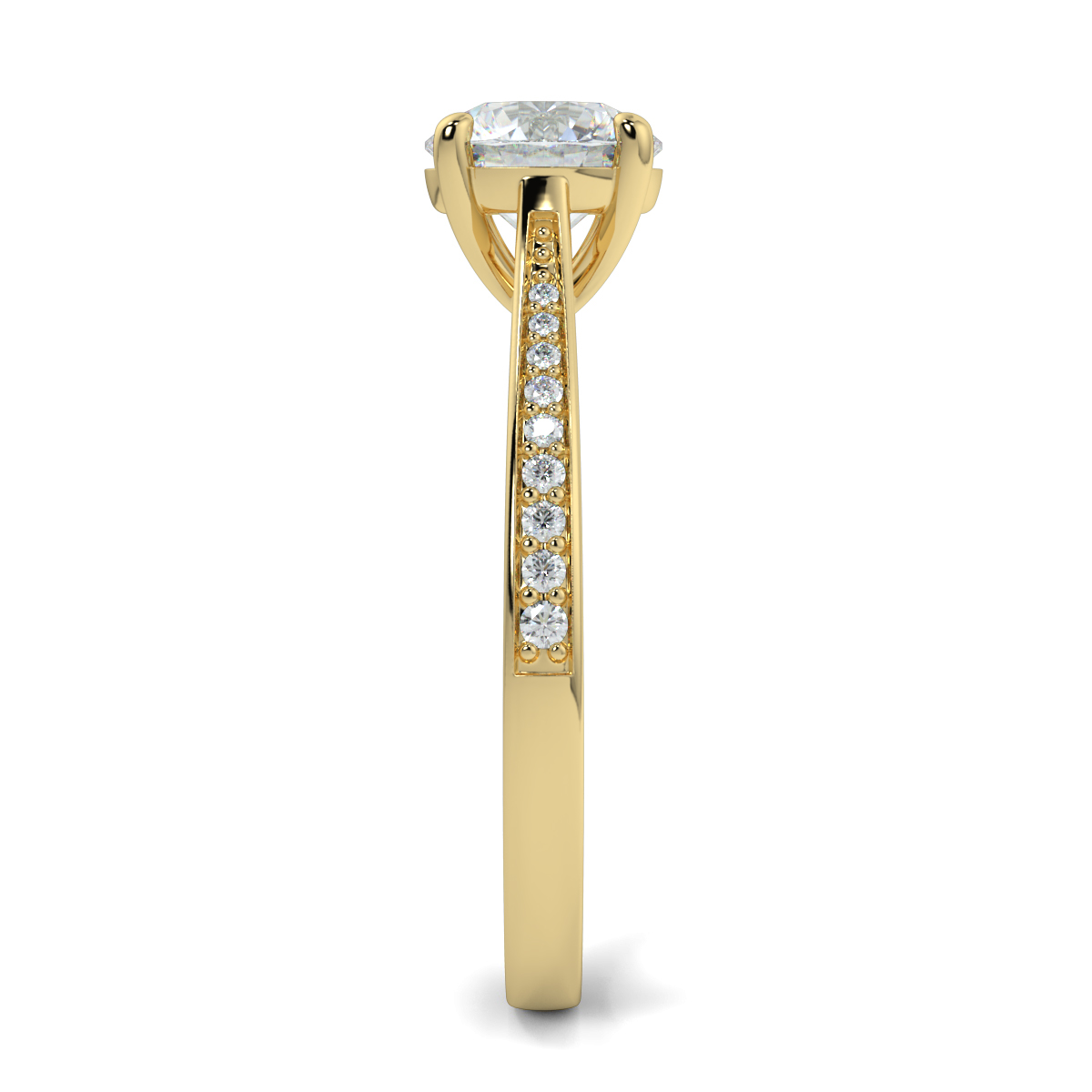 Round Shoulder Diamond  Engagement Rings